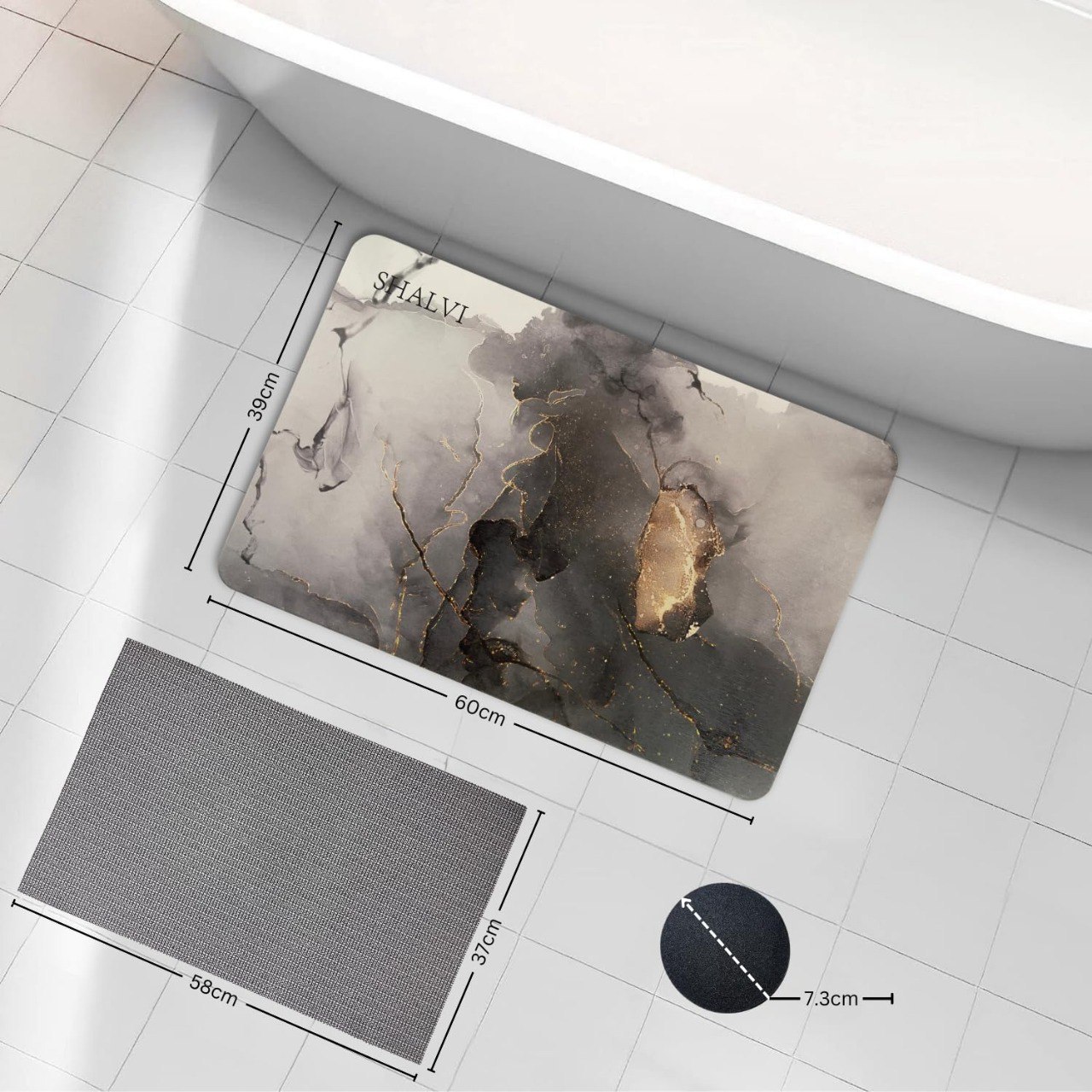 Stone Bath Mat (Grey Gold)