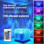 Ocean Wave LED Night Light crystal cube front view